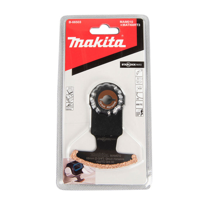 Lưỡi cắt rung Makita dùng cho gạch tường, mạch hồ bề rộng lưỡi từ 68mm-100mm chuẩn Starlock Max ( Cấp 3 sao )