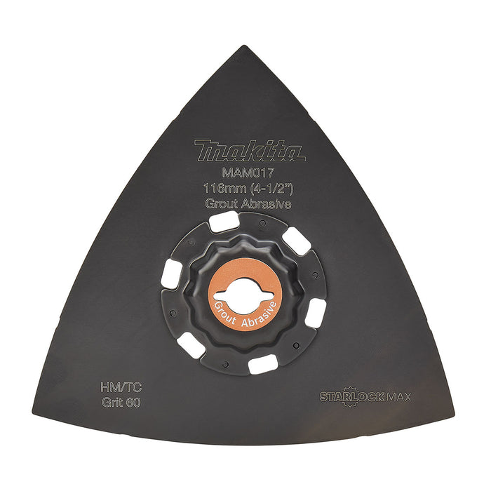Lưỡi chà nhám Makita dùng cho tường gạch, mạch hồ và gỗ bề rộng lưỡi 116mm chuẩn Starlock Max ( Cấp 3 sao )