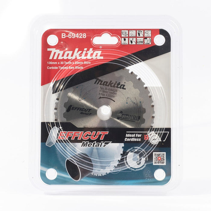 Lưỡi cắt Inox TCT Makita công nghệ Efficut đường kính 136mm, số răng từ 30-45 kiểu SMTCG lỗ cốt 20mm dùng cho máy cưa đĩa ( Cấp 5 sao )