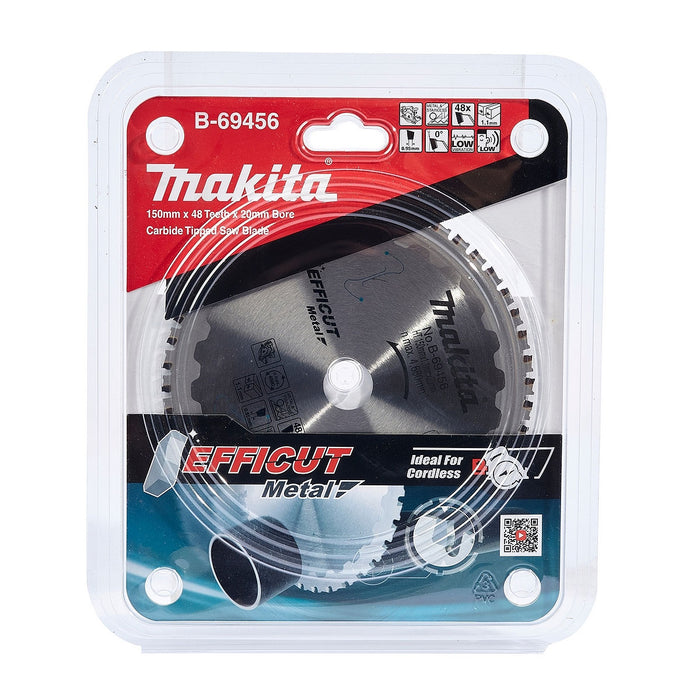 Lưỡi cắt Inox TCT Makita B-69456 công nghệ Efficut đường kính 150mm, 48 răng kiểu SMTCG lỗ cốt 20mm dùng cho máy cưa đĩa ( Cấp 5 sao )