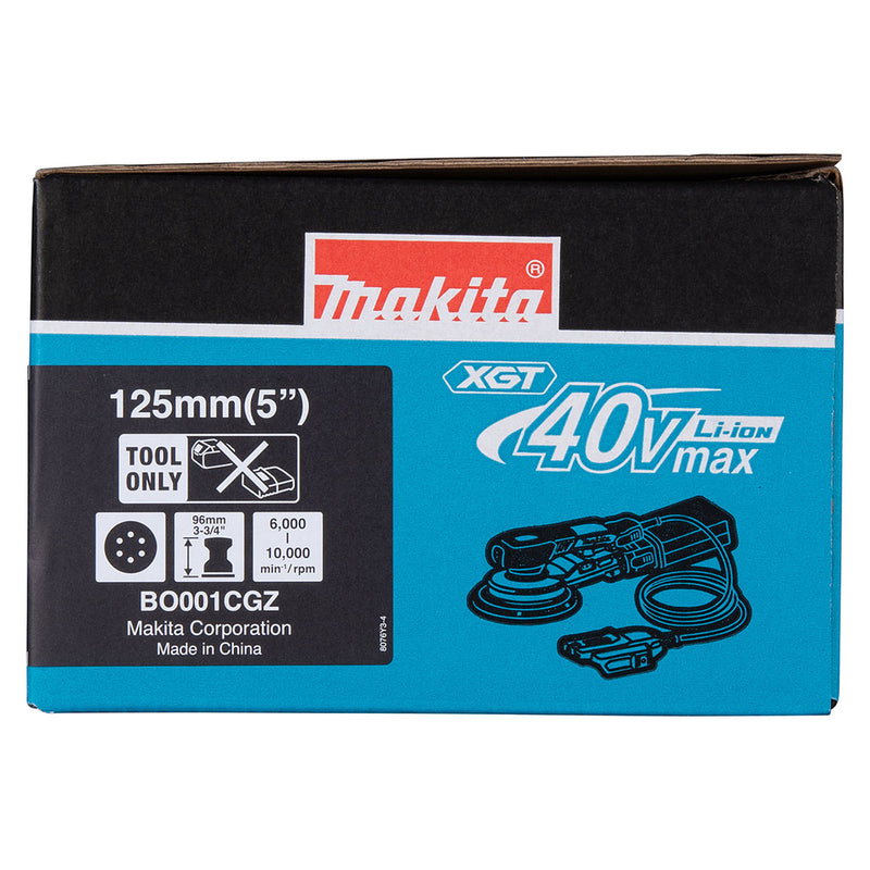 Máy chà nhám quỹ đạo tròn 5mm Makita BO001CG dùng Pin 40Vmax XGT thông qua ổ cắm rời, đế chà nhám 125mm