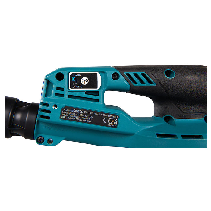 Máy chà nhám quỹ đạo tròn 3mm Makita BO003CG dùng Pin 40Vmax XGT thông qua ổ cắm rời, đế chà nhám 125mm