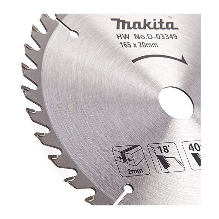 Lưỡi cưa gỗ TCT Makita đường kính 165mm, số răng từ 10-40 kiểu ATB, lỗ cốt 20mm dùng cho máy cưa đĩa ( Cấp 2 sao )