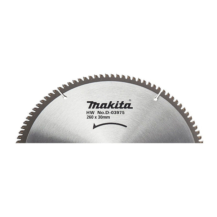 Lưỡi cưa nhôm TCT Makita đường kính 260mm, số răng từ 70-100 kiểu TCG, lỗ cốt 25.4mm và 30mm, dùng cho máy cưa đa góc ( Cấp 2 sao )