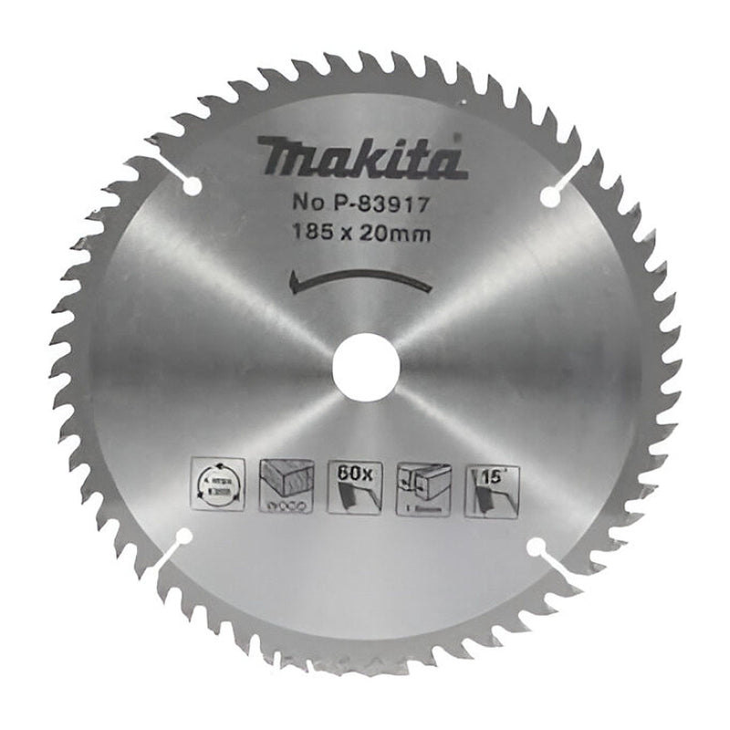 Lưỡi cưa gỗ TCT Makita dòng sản phẩm kinh tế đường kính 185mm, số răng từ 16-60 kiểu ATB và TCG, lỗ cốt 20mm và 30mm ( Cấp 2 sao )