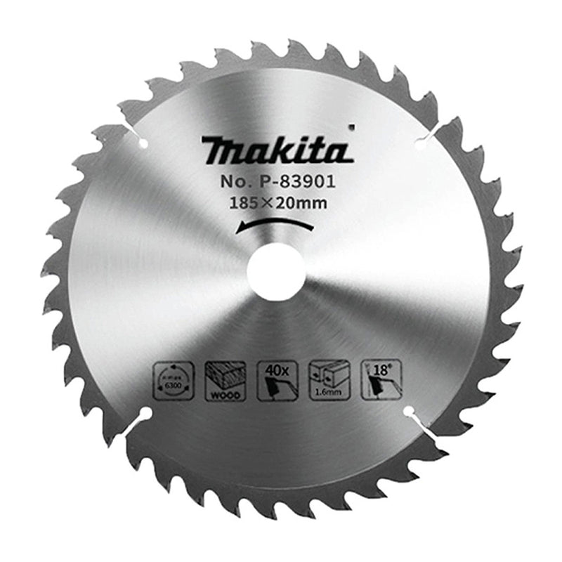 Lưỡi cưa gỗ TCT Makita dòng sản phẩm kinh tế đường kính 185mm, số răng từ 16-60 kiểu ATB và TCG, lỗ cốt 20mm và 30mm ( Cấp 2 sao )