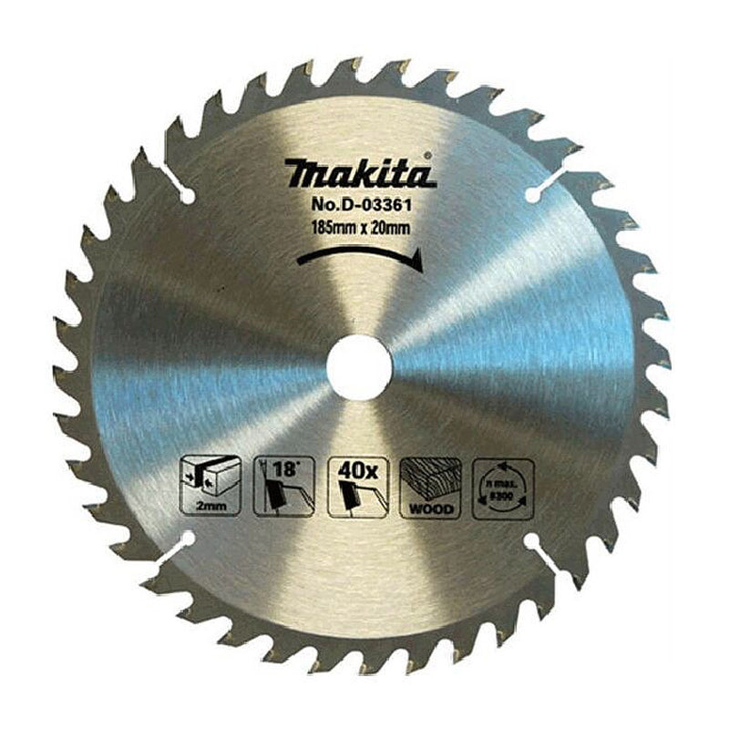 Lưỡi cưa gỗ TCT Makita dòng sản phẩm kinh tế đường kính 185mm, số răng từ 16-60 kiểu ATB và TCG, lỗ cốt 20mm và 30mm ( Cấp 2 sao )