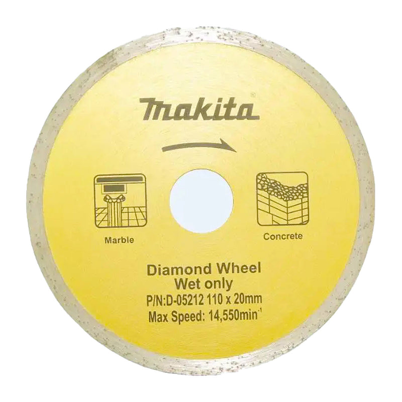 Lưỡi cắt kim cương 110mm kiểu răng mép liên tục Makita dùng cho bê tông, đá cẩm thạch lỗ cốt 20mm, cắt nước ( Cấp 2 sao )