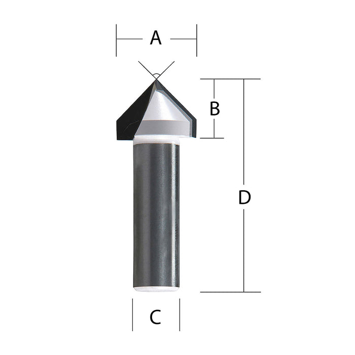 Mũi phay rãnh chữ V hệ inch Makita D-15453 cốt 1/4 inch, đường kính hiệu dụng 45/64 inch ( Cấp 3 sao )