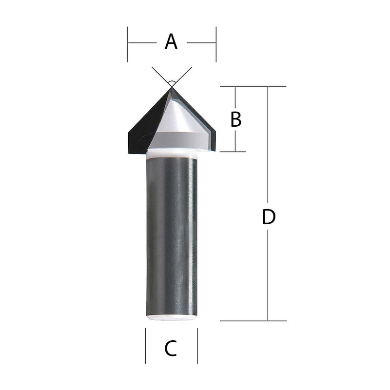 Mũi phay rãnh chữ V hệ mét Makita cốt 6mm, đường kính hiệu dụng từ 20mm-23mm ( Cấp 3 sao )