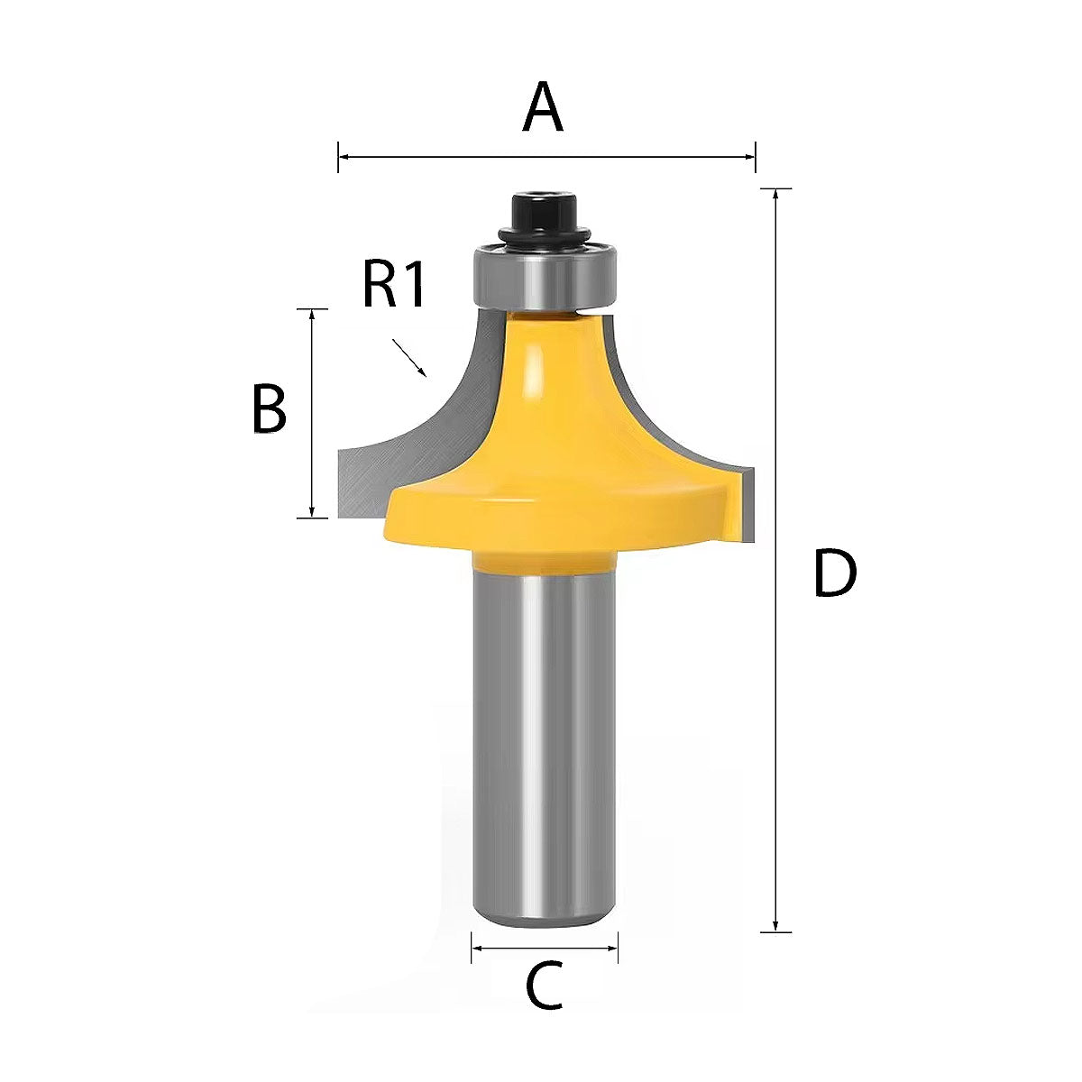 Mũi phay bo cạnh tròn có ổ bi hệ inch Makita cốt 1/2 inch, đường kính hiệu dụng từ 1-1/2 inch - 2 inch ( Cấp 2 sao )
