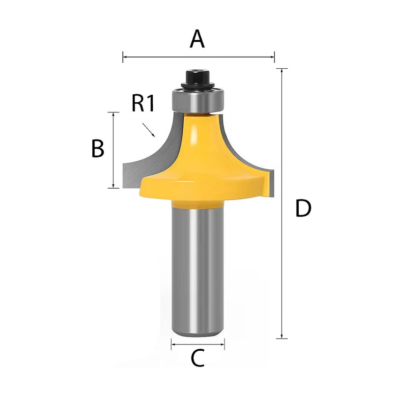 Mũi phay bo cạnh tròn có ổ bi hệ inch Makita cốt 1/2 inch, đường kính hiệu dụng từ 1-1/2 inch - 2 inch ( Cấp 2 sao )