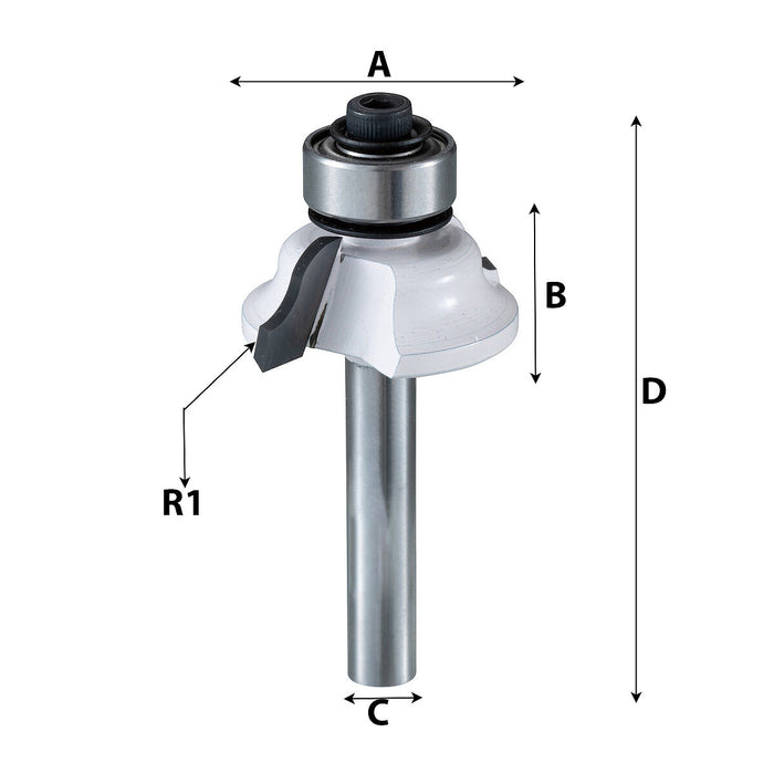 Mũi phay gợn sóng có ổ bi hệ inch Makita cốt 1/4 inch, đường kính hiệu dụng từ 1-1/8 inch - 1-1/2 inch ( Cấp 2 sao )