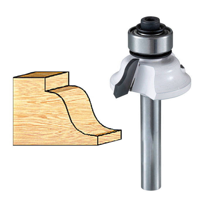 Mũi phay gợn sóng có ổ bi hệ inch Makita cốt 1/4 inch, đường kính hiệu dụng từ 1-1/8 inch - 1-1/2 inch ( Cấp 2 sao )