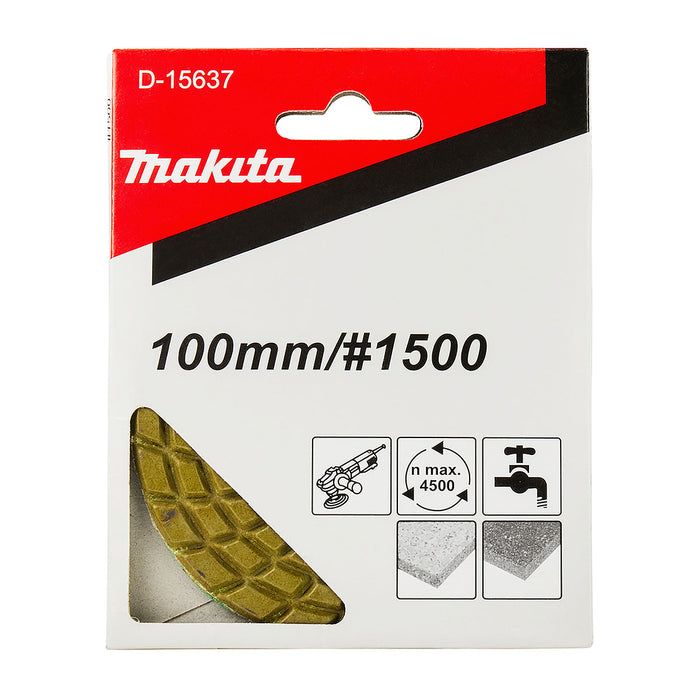 Tấm đệm đánh bóng Makita cho đá hoa cương, đá cẩm thạch đường kính 100mm, cỡ hạt từ 100-1500, dùng với đế gai ( Cấp 3 sao )