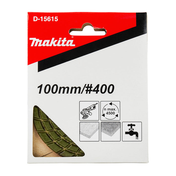 Tấm đệm đánh bóng Makita cho đá hoa cương, đá cẩm thạch đường kính 100mm, cỡ hạt từ 100-1500, dùng với đế gai ( Cấp 3 sao )