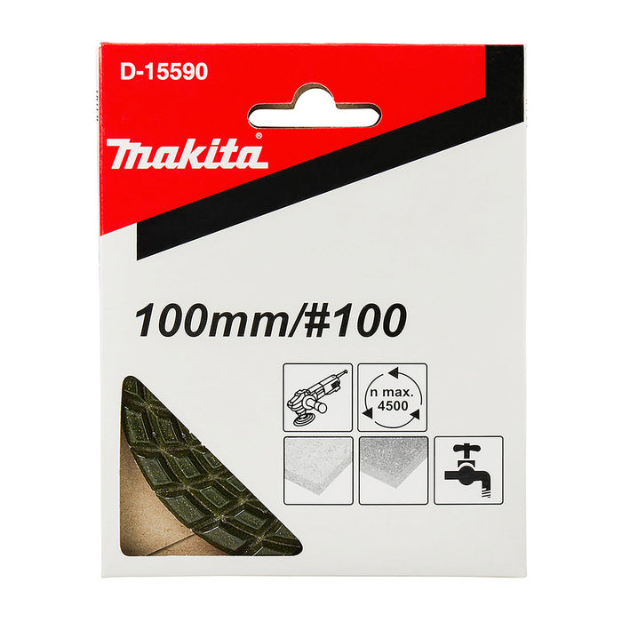 Tấm đệm đánh bóng Makita cho đá hoa cương, đá cẩm thạch đường kính 100mm, cỡ hạt từ 100-1500, dùng với đế gai ( Cấp 3 sao )