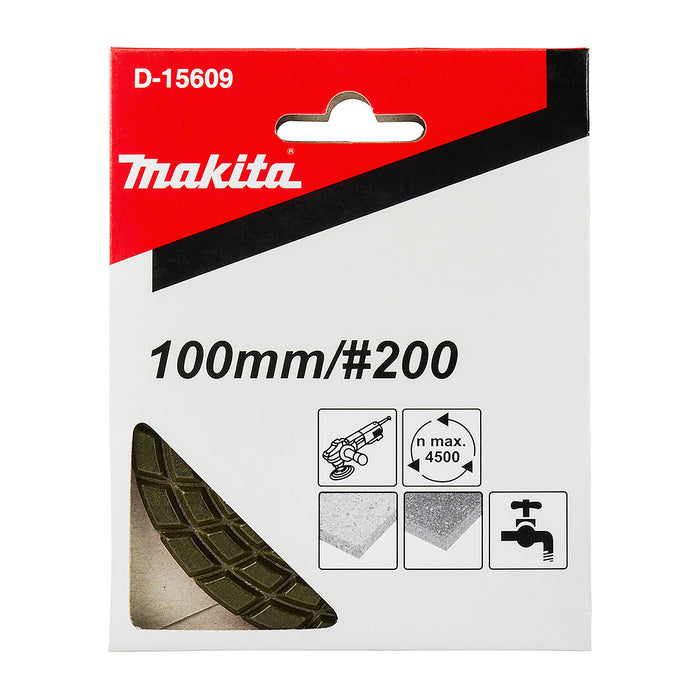 Tấm đệm đánh bóng Makita cho đá hoa cương, đá cẩm thạch đường kính 100mm, cỡ hạt từ 100-1500, dùng với đế gai ( Cấp 3 sao )