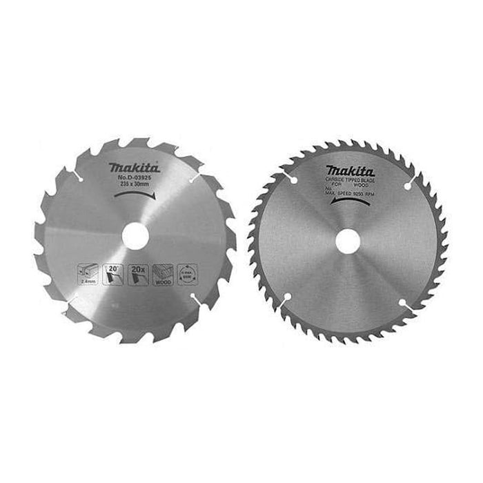 Hộp 2 lưỡi cưa gỗ TCT Makita D-20068 đường kính 235mm, 20 răng và 48 răng, kiểu ATB lỗ cốt 30mm dùng cho máy cưa đĩa ( Cấp 2 sao )
