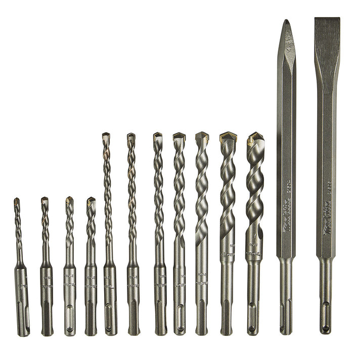 Bộ mũi khoan và đục bê tông TCT 13 chi tiết Makita D-20111 kích thước từ 5mm - 16mm, đuôi gài SDS-Plus