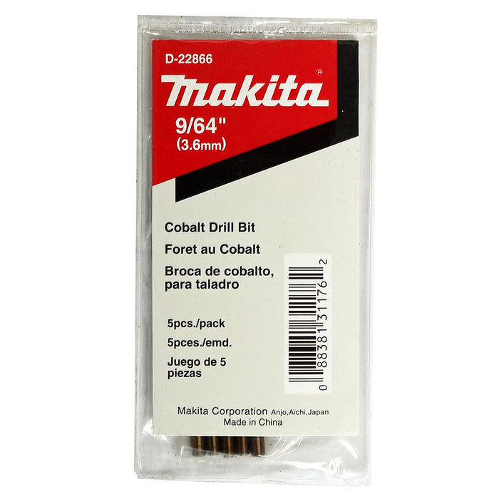Bộ 5 mũi khoan Inox HSS-Co Makita D-22866 đường kính mũi 3.6mm, đuôi trơn