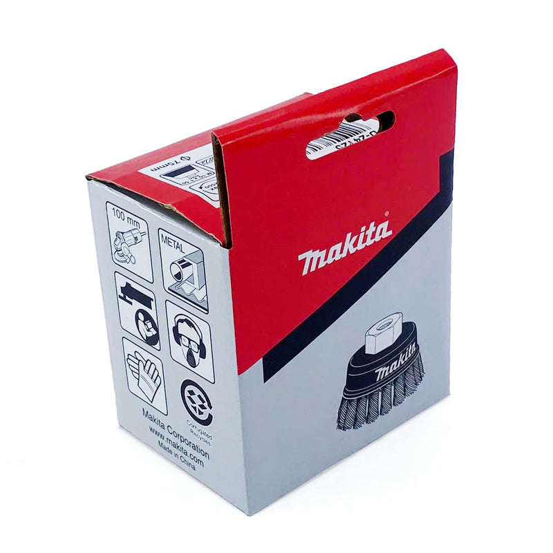 Chổi cước kim loại hình chén sợi xoắn Makita đường kính từ 60-75mm, cốt M10 dùng cho các máy mài góc 100mm ( Cấp 2 sao )