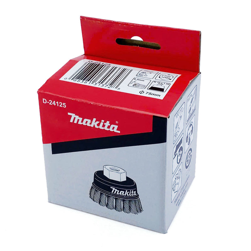 Chổi cước kim loại hình chén sợi xoắn Makita đường kính từ 60-75mm, cốt M10 dùng cho các máy mài góc 100mm ( Cấp 2 sao )