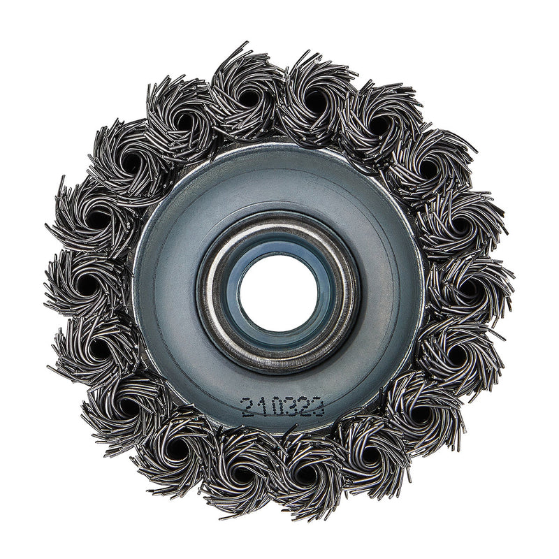 Chổi cước kim loại hình chén, sợi xoắn có đai kim loại tăng độ bền Makita D-24153 đường kính 60mm, cốt M14 ( Cấp 2 sao )