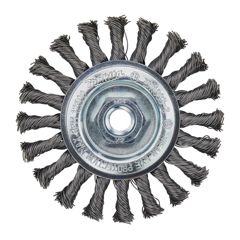 Bánh cước kim loại sợi thép xoắn Makita D-29561 đường kính 115mm, cốt M14 dùng cho các máy mài góc 180mm, 230mm ( Cấp 2 sao )