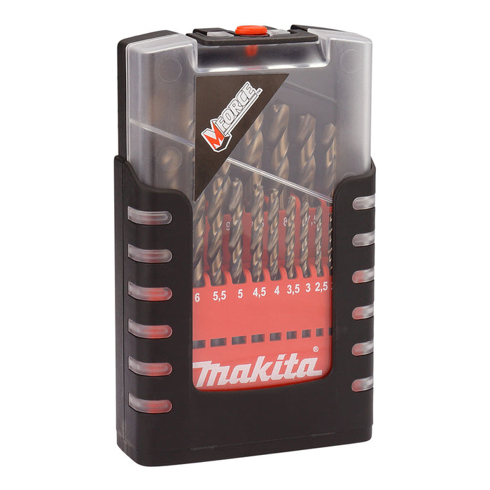 Bộ mũi khoan kim loại HSS M-Force 19 chi tiết Makita D-29876 kích thước từ 1mm - 10mm, đuôi trơn