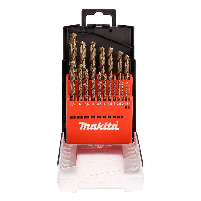 Bộ mũi khoan kim loại HSS M-Force 19 chi tiết Makita D-29876 kích thước từ 1mm - 10mm, đuôi trơn