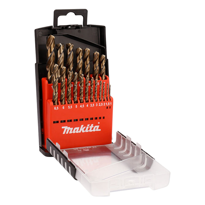 Bộ mũi khoan kim loại HSS M-Force 19 chi tiết Makita D-29876 kích thước từ 1mm - 10mm, đuôi trơn