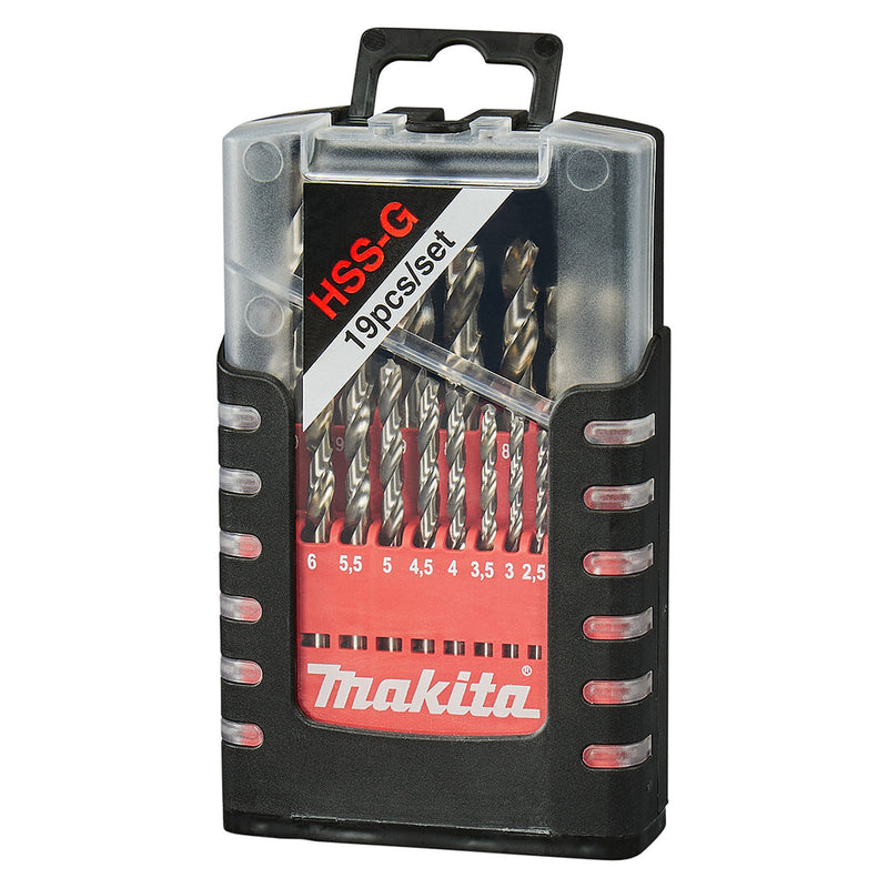 Bộ mũi khoan kim loại HSS-G 19 chi tiết Makita D-29941 kích thước từ 1mm - 10mm, đuôi trơn