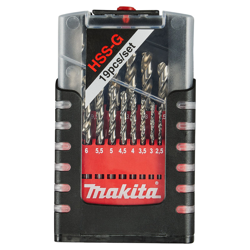Bộ mũi khoan kim loại HSS-G 19 chi tiết Makita D-29941 kích thước từ 1mm - 10mm, đuôi trơn