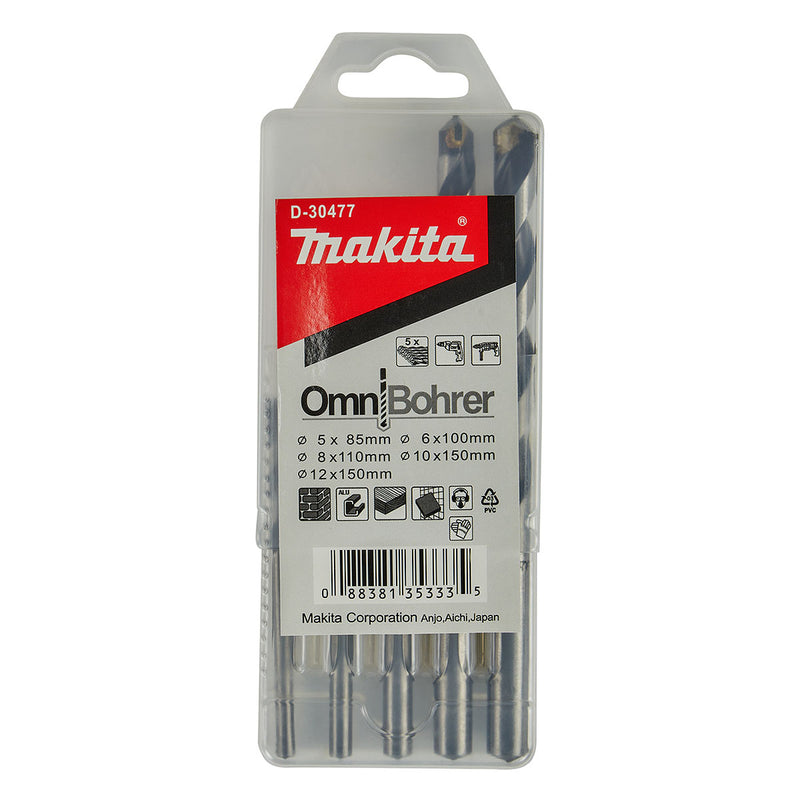 Bộ mũi khoan đa năng TCT 5 chi tiết Makita D-30477 kích thước từ 5mm - 12mm, đuôi trơn