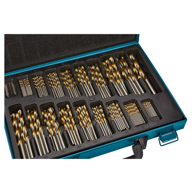 Bộ mũi khoan kim loại HSS-TiN 170 chi tiết Makita D-30564 kích thước từ 1mm - 10mm, đuôi trơn