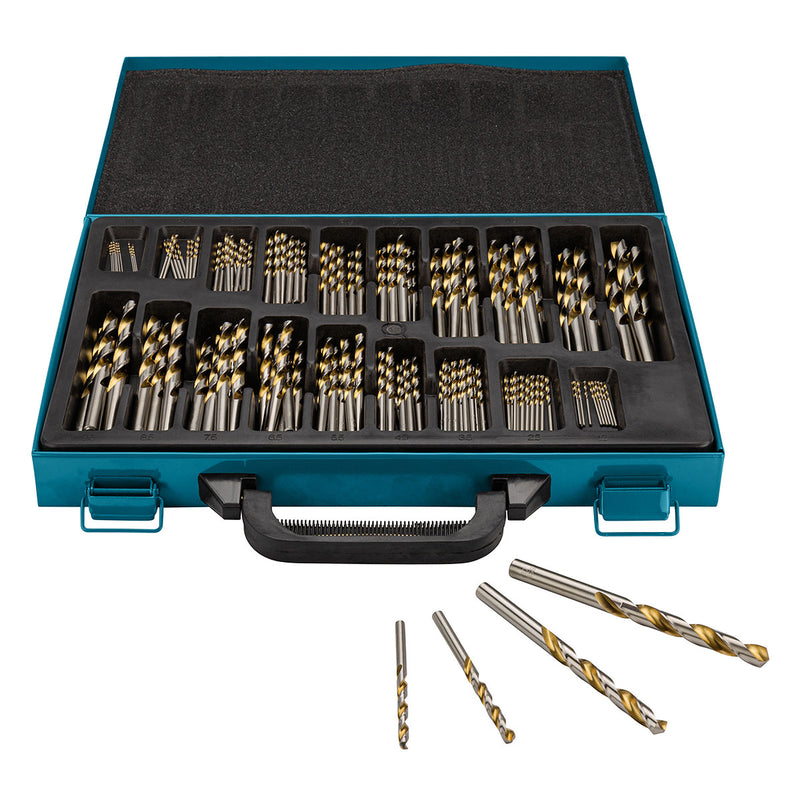 Bộ mũi khoan kim loại HSS-TiN 170 chi tiết Makita D-30564 kích thước từ 1mm - 10mm, đuôi trơn