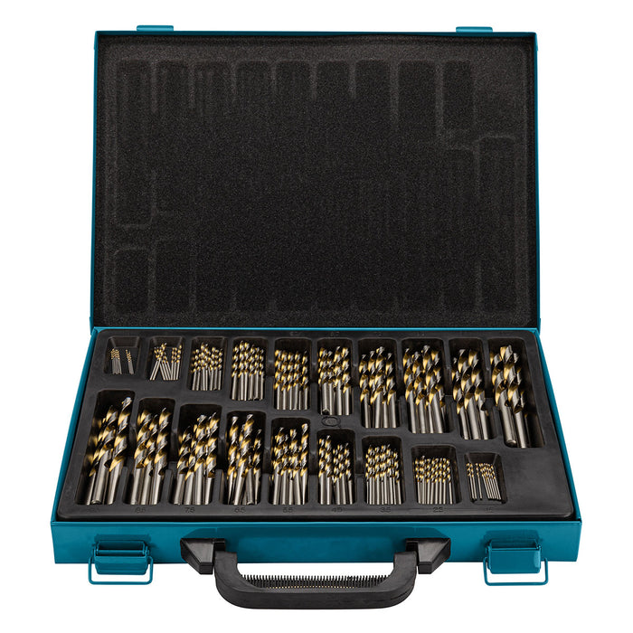 Bộ mũi khoan kim loại HSS-TiN 170 chi tiết Makita D-30564 kích thước từ 1mm - 10mm, đuôi trơn