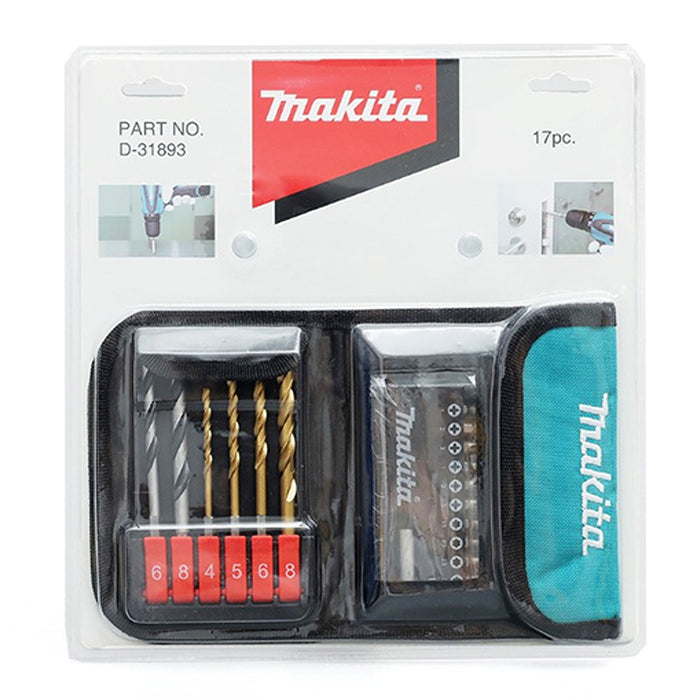 Bộ mũi khoan gỗ, thép kết hợp mũi vặn vít 17 chi tiết Makita D-31893 đuôi lục giác 6.35mm ( 1/4 inch )
