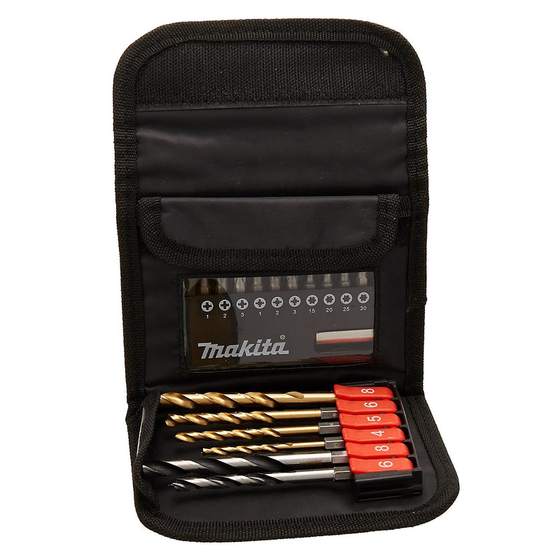 Bộ mũi khoan gỗ, thép kết hợp mũi vặn vít 17 chi tiết Makita D-31893 đuôi lục giác 6.35mm ( 1/4 inch )