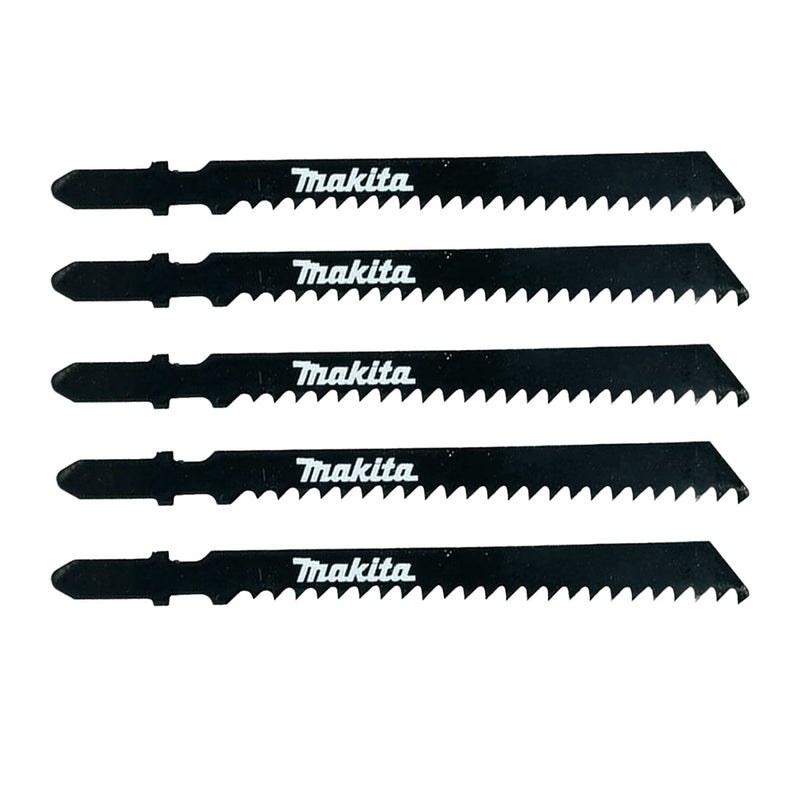 Hộp 5 lưỡi cưa lọng HCS dòng sản phẩm kinh tế Makita D-34877 dùng cho gỗ, số răng 8 TPI, chiều dài 100mm, đuôi gài kiểu B ( Cấp 2 sao )