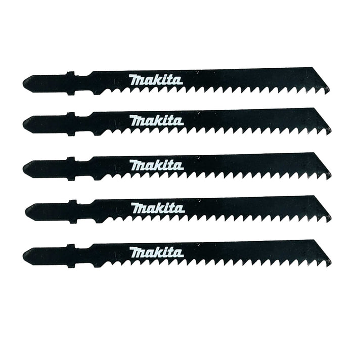 Hộp 5 lưỡi cưa lọng HCS dòng sản phẩm kinh tế Makita D-34877 dùng cho gỗ, số răng 8 TPI, chiều dài 100mm, đuôi gài kiểu B ( Cấp 2 sao )