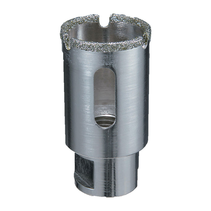 Mũi khoét lỗ đá hoa cương Makita đường kính từ 25mm-35mm, dùng ren trục M14 bề mặt mạ Niken, phù hợp cho máy mài góc ( Cấp chuyên dụng )