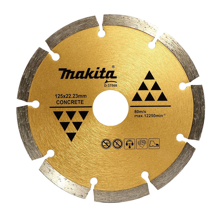 Lưỡi cắt kim cương 125mm kiểu răng phân đoạn Makita dùng cho bê tông, lỗ cốt 22.23mm, cắt khô & nước ( Cấp 2 sao )