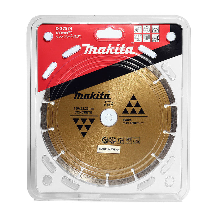 Lưỡi cắt kim cương 180mm kiểu răng phần đoạn Makita dùng cho bê tông, lỗ cốt 22.23mm, cắt khô ( Cấp 2 sao )