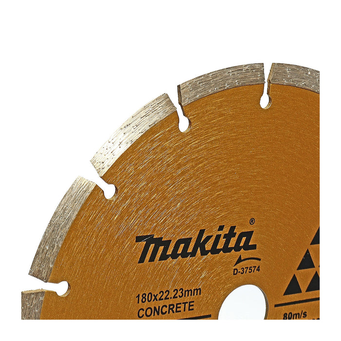 Lưỡi cắt kim cương 180mm kiểu răng phần đoạn Makita dùng cho bê tông, lỗ cốt 22.23mm, cắt khô ( Cấp 2 sao )