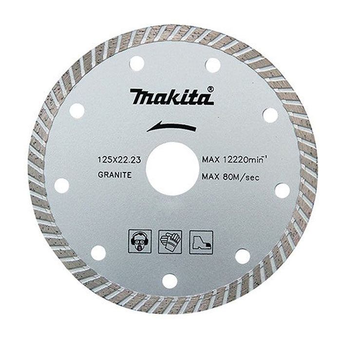 Lưỡi cắt kim cương 125mm kiểu răng gợn sóng Makita dùng cho bê tông, lỗ cốt 22.23mm, cắt khô ( Cấp 3 sao )