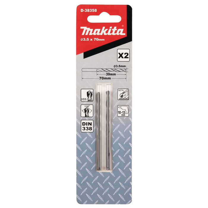 Vĩ 2 mũi khoan kim loại HSS-R Makita kích thước từ 1mm-4mm, đuôi trơn