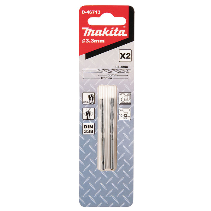 Vĩ 2 mũi khoan kim loại HSS-R Makita kích thước từ 1mm-4mm, đuôi trơn