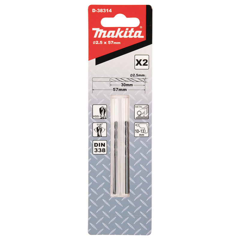 Vĩ 2 mũi khoan kim loại HSS-R Makita kích thước từ 1mm-4mm, đuôi trơn